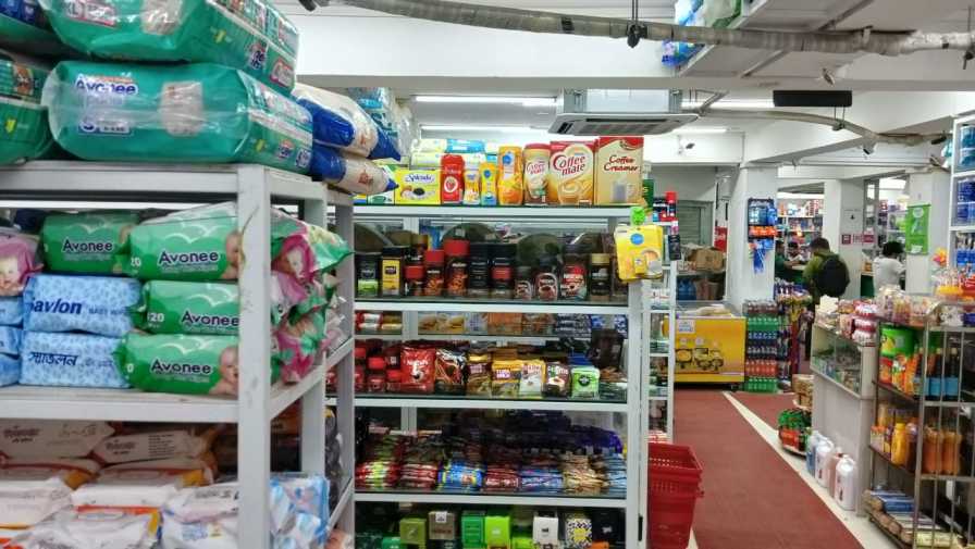 Inside a retail departmental store showing daily product arrangement and retail operations
