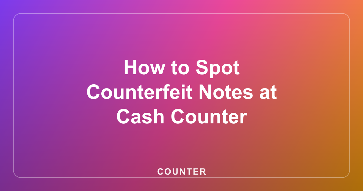 How to Spot Counterfeit Notes at Cash Counter