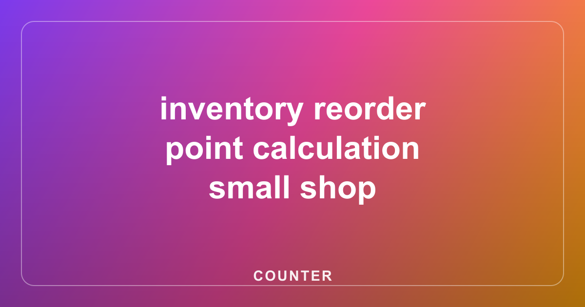 inventory reorder point calculation small shop